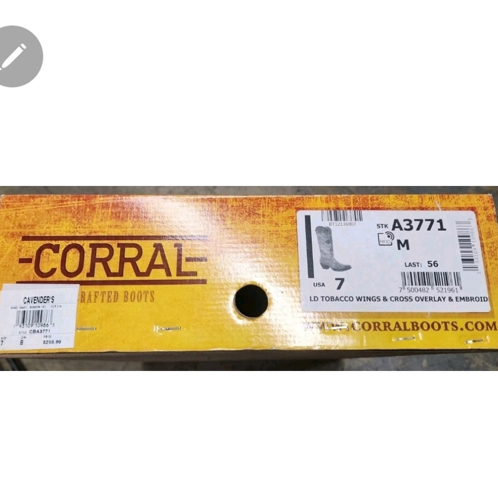Corral Brown Ld Tobacco Wings & Cross Overlay & Embroidered Boots Size 7 - Picture 6 of 8